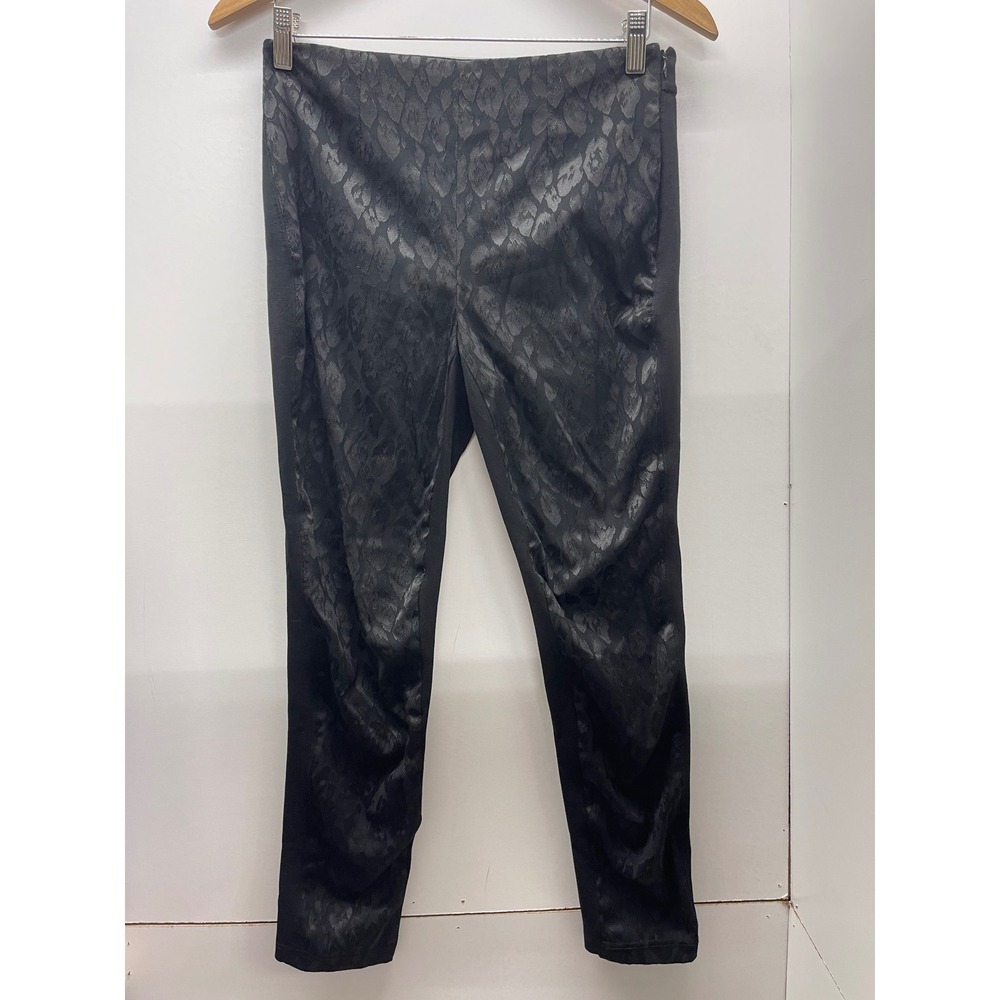 White House Black Market The Skinny Pants Black Leopard Jacquard Side Zip 4
